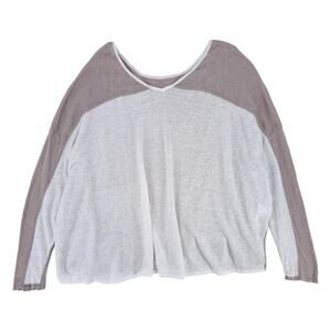 Planet by Lauren G Lightweight V Neck Sweater Tan Cream Women's One Size